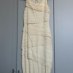 Anthropologie Creme Antique Overlay Midi Dress